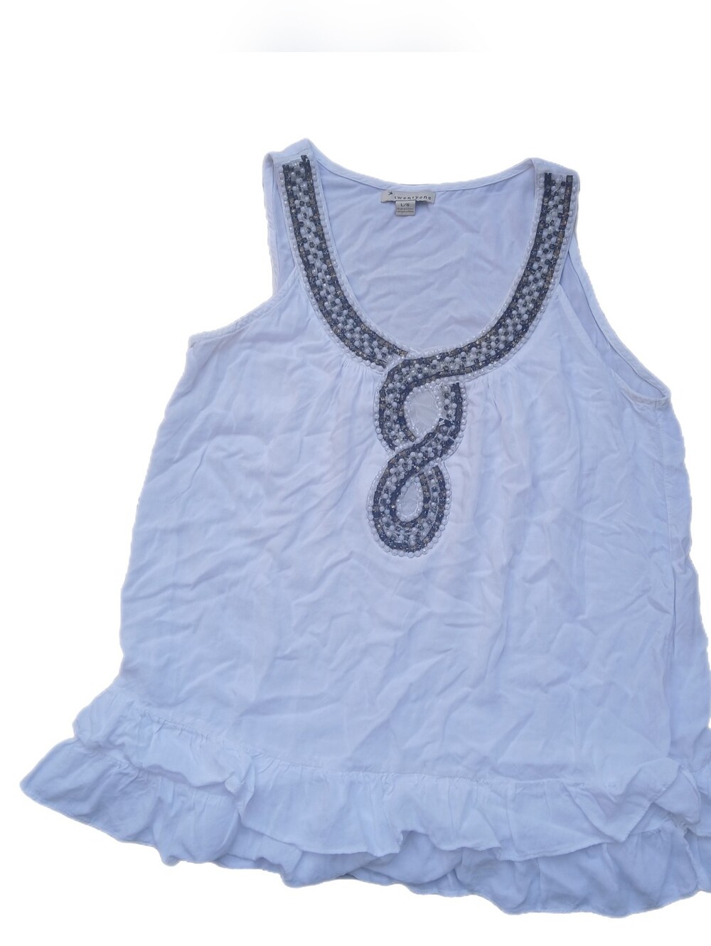 Vintage Y2k White Beaded Tunic Tank Top